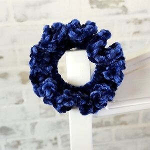 3/$15! Handmade Crocheted Scrunchie With Navy Blue Velvet Yarn